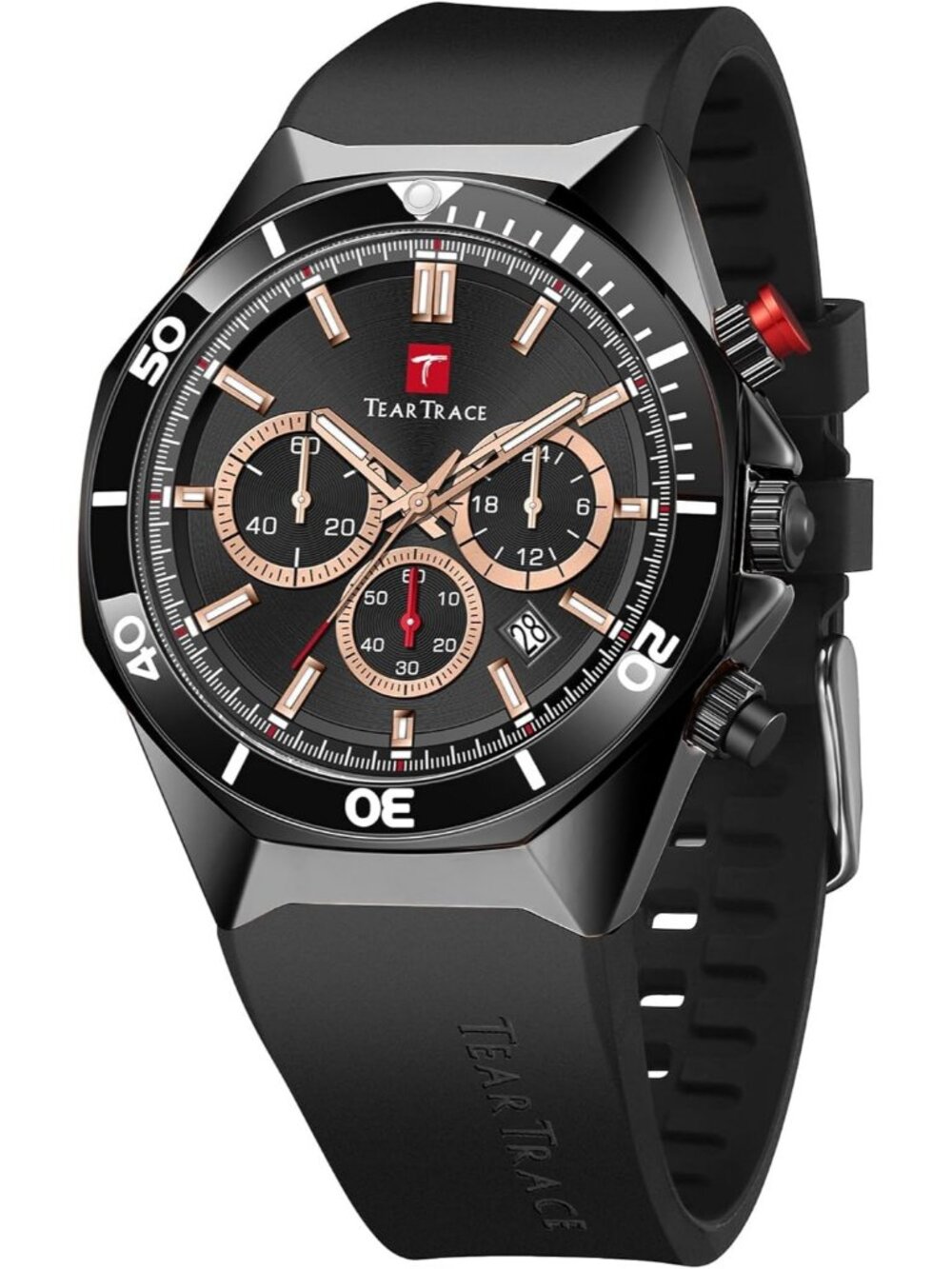 Men's All Black Analog Quartz Silicone Strap Chronograph Waterproof Luxury Watch